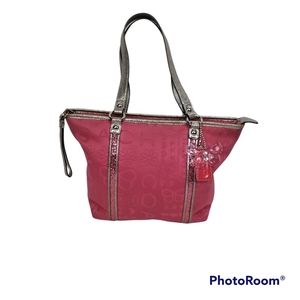 COACH BANDANA GLITTER GRAFFITI PINK TOTE SHOULDER BAG